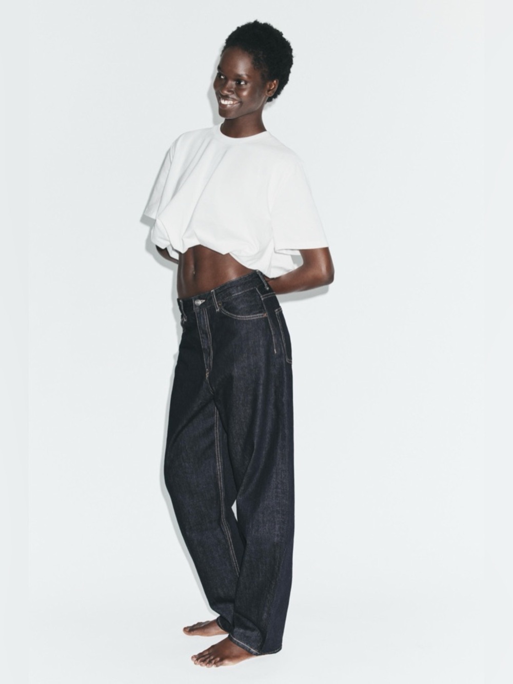 Zara Horseshoe Barrel Jeans | Dark Indigo Denim | High Rise